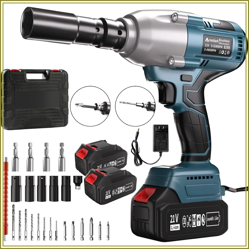Cordless Impact Wrench 850 Nm 1/2-Inch High-Torque Impact Gun with 2x4.6Ah Battery and Charger for Automotive Repair, DIY
Cordless Impact Wrench 850 Nm 1/2-Inch High-Torque Impact Gun with 2x4.6Ah Battery and Charger for Automotive Repair, DIY