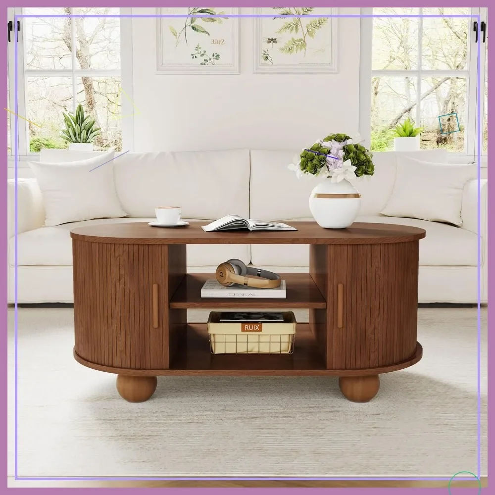 Журнальный столик в стиле середины века с рифленой отделкой, отсеками для хранения и раздвижными дверцами, отделка под орех, для гостиной
Журнальный столик в стиле середины века с рифленой отделкой, отсеками для хранения и раздвижными дверцами, отделка под орех, для гостиной