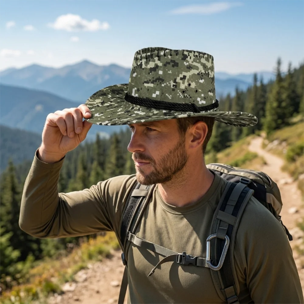 Camouflage Tactical Boonie Hats Camping Climbing Bucket Sniper Hat Men Outdoor Fishing Hiking Cap Sun Protective Boonie Caps
Camouflage Tactical Boonie Hats Camping Climbing Bucket Sniper Hat Men Outdoor Fishing Hiking Cap Sun Protective Boonie Caps
