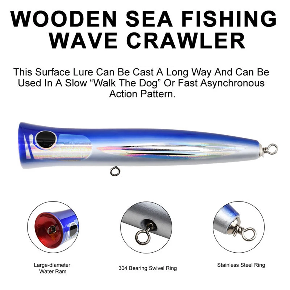 22.5cm Wooden Sea Popper For -Surface Trolling Lure Boat Fishing Carpenter Bait 110g Solid Wood Handcrafted
22.5cm Wooden Sea Popper For -Surface Trolling Lure Boat Fishing Carpenter Bait 110g Solid Wood Handcrafted