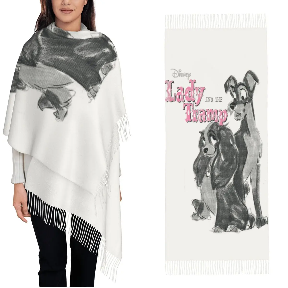 Lady And The Tramp Scarf with Long Tassel Outdoor Shawls Wrpas Women Graphic Large Scarves Winter Popular Bufanda Mujer
Lady And The Tramp Scarf with Long Tassel Outdoor Shawls Wrpas Women Graphic Large Scarves Winter Popular Bufanda Mujer