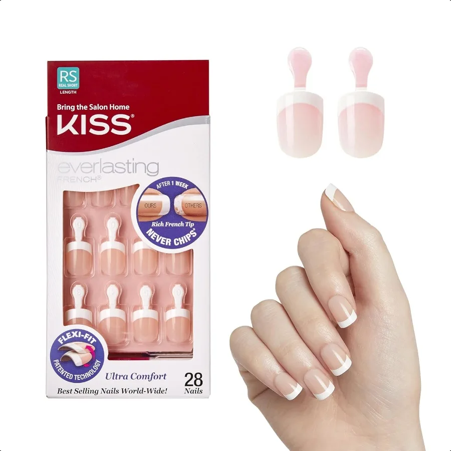 Kiss Everlasting French Nail Manicure ChipFree с технологией FlexiFit Набор для ногтей с настоящим коротким концом и розовым клеем для ногтей Wt. 2
Kiss Everlasting French Nail Manicure ChipFree с технологией FlexiFit Набор для ногтей с настоящим коротким концом и розовым клеем для ногтей Wt. 2
