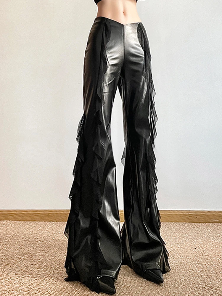 Women Black Gothic Y2k Leather Flare Pants Harajuku 90s Streetwear Emo Punk Pants Japanese 2000s Style Vintage Trousers Clothes
Women Black Gothic Y2k Leather Flare Pants Harajuku 90s Streetwear Emo Punk Pants Japanese 2000s Style Vintage Trousers Clothes
