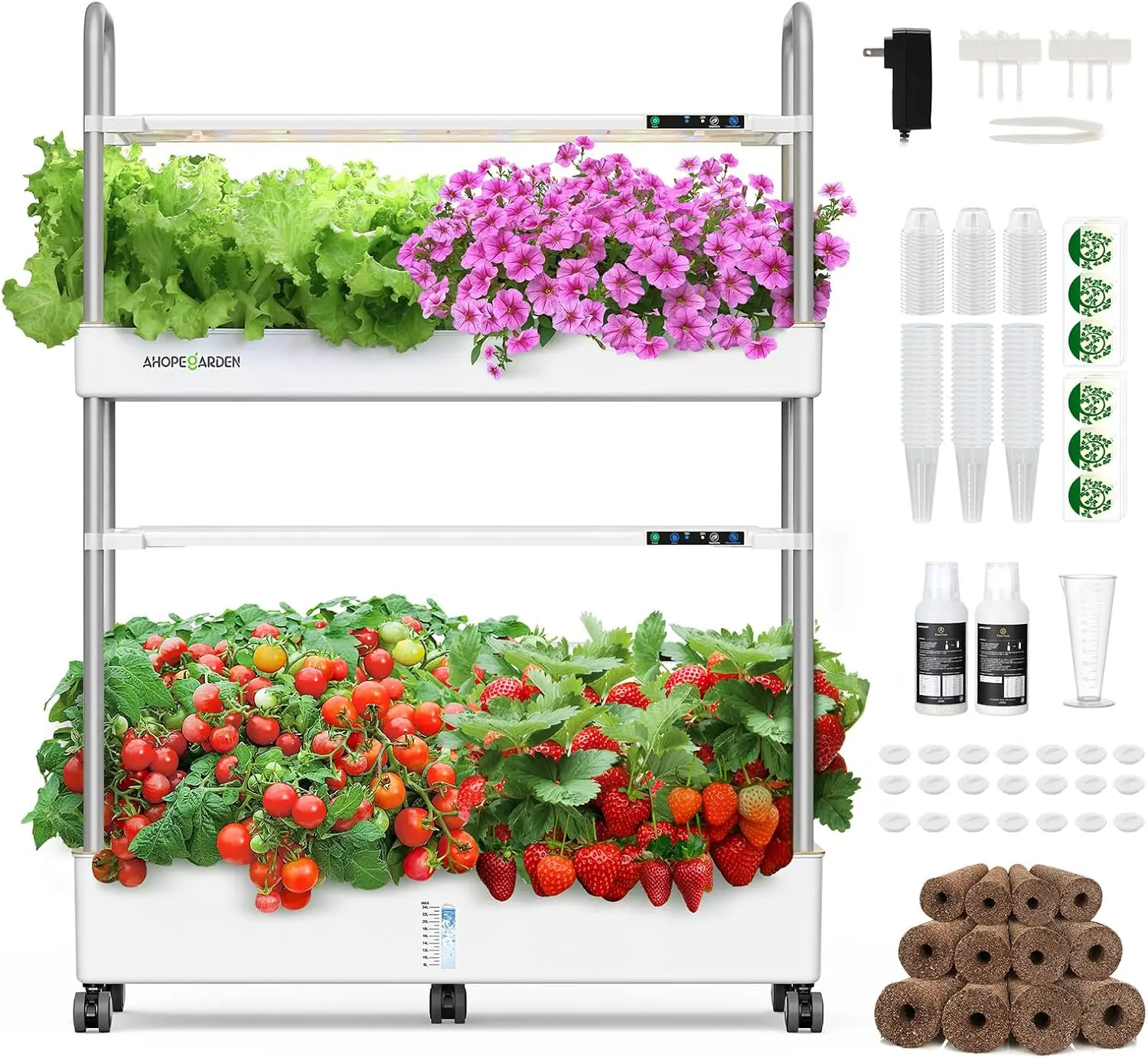 60 Pod Hydroponic Tower with LED Grow Light - Indoor Garden Kit for Vegetables, Fruits, Flowers
60 Pod Hydroponic Tower with LED Grow Light - Indoor Garden Kit for Vegetables, Fruits, Flowers