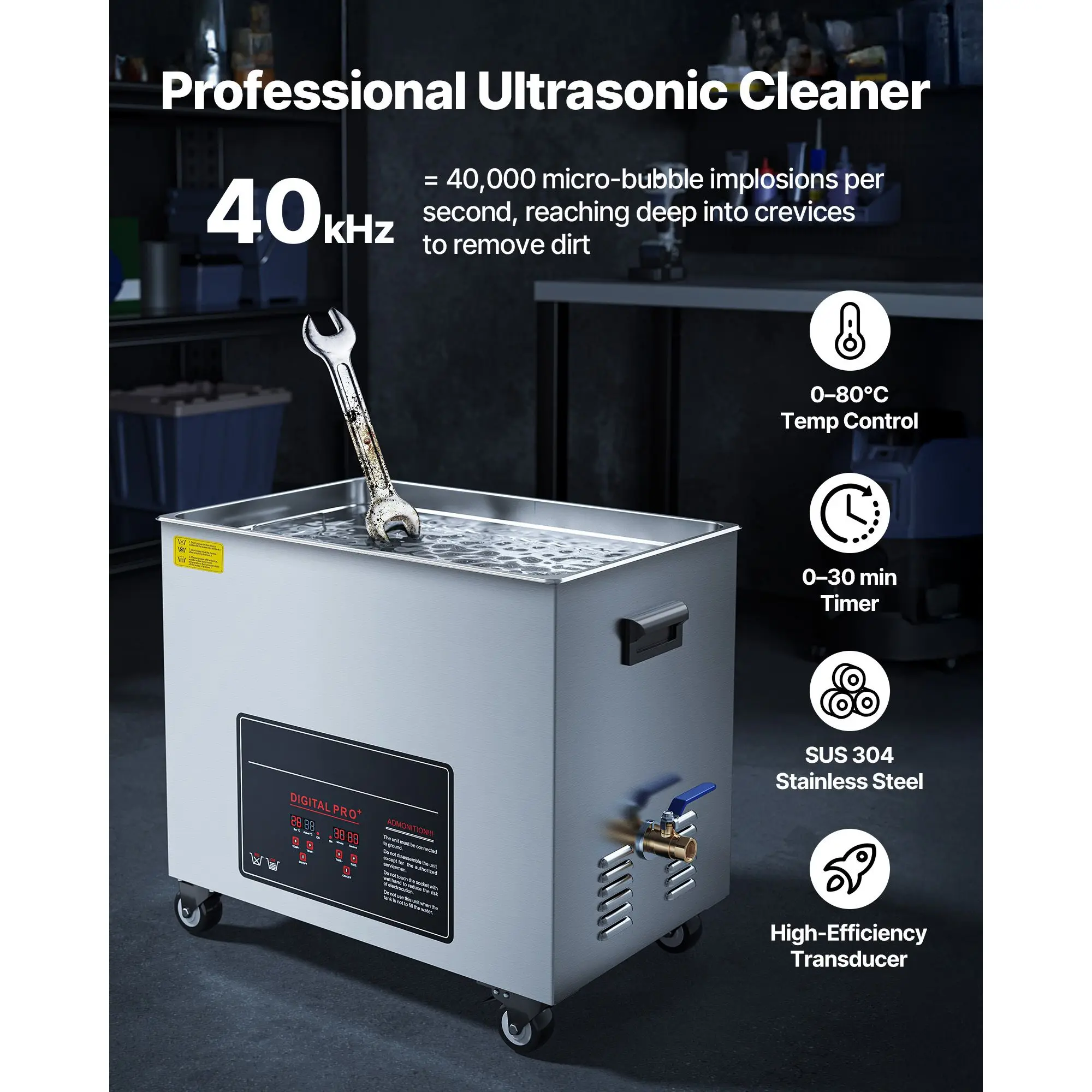 50L Ultrasonic Cleaner, Professional Ultrasonic Cleaner Machine with Cleaning Basket & Digital Display, 840W Stainless Steel Large Cleaning Machine with Wheels for Industrial Parts, Carburetors
50L Ultrasonic Cleaner, Professional Ultrasonic Cleaner Machine with Cleaning Basket & Digital Display, 840W Stainless Steel Large Cleaning Machine with Wheels for Industrial Parts, Carburetors