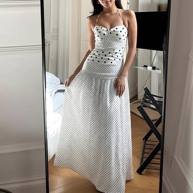 Summer Dresses Women 2025 Fashion Polka Dot Halter Bodycon Long Dress Spring Summer Elegant Maxi Dress
Summer Dresses Women 2025 Fashion Polka Dot Halter Bodycon Long Dress Spring Summer Elegant Maxi Dress