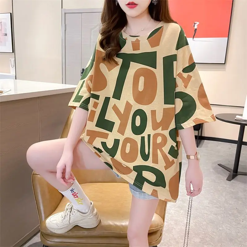 Fashion O-Neck Loose Printed Letter Casual T-Shirts Female Clothing 2025 Summer New Oversized All-match Tops Korean Tee Shirt
Fashion O-Neck Loose Printed Letter Casual T-Shirts Female Clothing 2025 Summer New Oversized All-match Tops Korean Tee Shirt