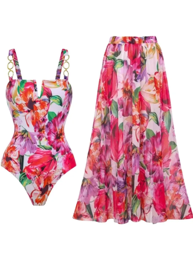 Retro Bikini Printed Fashion Two Piece Swimsuit And Cover Up With Skirt Tight Women's Bandage Summer Beach Luxury Elegant
Retro Bikini Printed Fashion Two Piece Swimsuit And Cover Up With Skirt Tight Women's Bandage Summer Beach Luxury Elegant