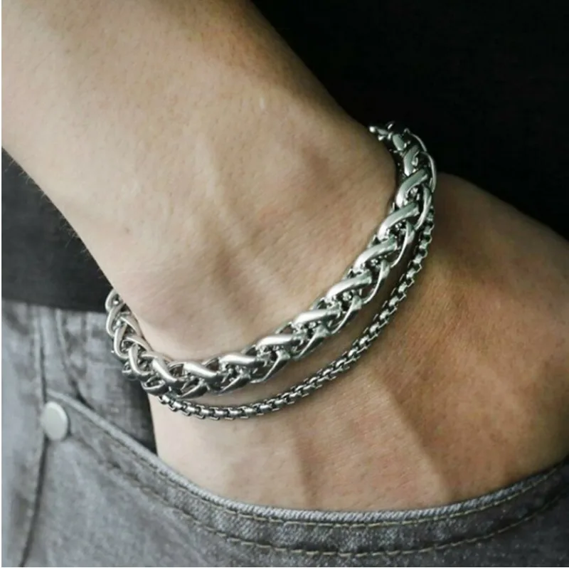 Ins Design Titanium Steel Braided Bracelet Retro Rock Punk Man Bracelets Light Luxury Bangle Double-layer Bangle Chain Jewelry
Ins Design Titanium Steel Braided Bracelet Retro Rock Punk Man Bracelets Light Luxury Bangle Double-layer Bangle Chain Jewelry