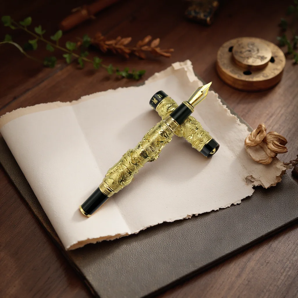 Jinhao Luxurious Double Dragon Playing Pearl, Metal Carving Embossing Heavy Pen Gold Writing Fountain Pen With Gift Box
Jinhao Luxurious Double Dragon Playing Pearl, Metal Carving Embossing Heavy Pen Gold Writing Fountain Pen With Gift Box
