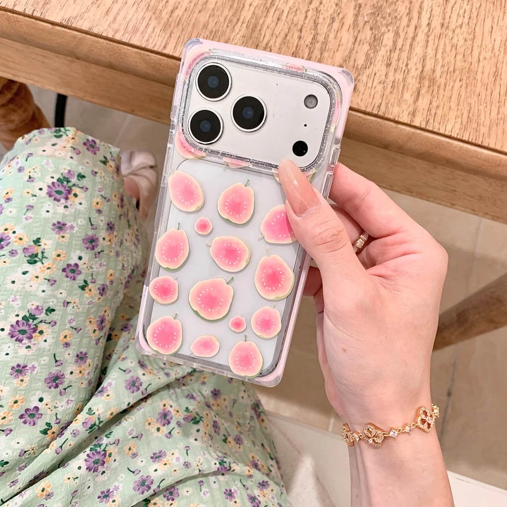 Cute Fruits Pink Guava Pattern Rectangle Four Corners Shockproof Phone Cover Case for iPhone 17 16 15 Pro Max
Cute Fruits Pink Guava Pattern Rectangle Four Corners Shockproof Phone Cover Case for iPhone 17 16 15 Pro Max
