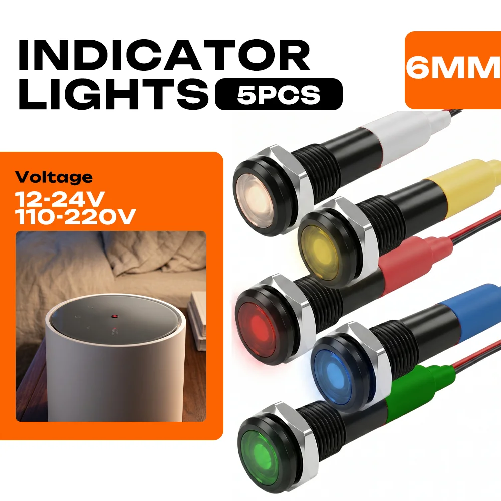 FILN 5PCS 6mm IP67 Waterproof Signal Light 12V-24V/110V-220V LED Metal Durable Pilot Lamp for Facility Equipment Status Panel
FILN 5PCS 6mm IP67 Waterproof Signal Light 12V-24V/110V-220V LED Metal Durable Pilot Lamp for Facility Equipment Status Panel