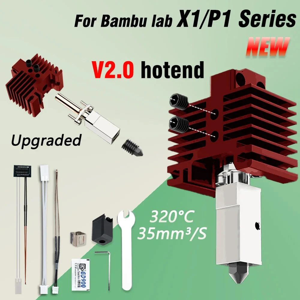 Комплект модернизации V2 для Bambu Lab X1/X1C/P1P/P1S Hotend, латунные медные покрытые закаленные стальные сопла, биметаллический обогреваемый термистор
Комплект модернизации V2 для Bambu Lab X1/X1C/P1P/P1S Hotend, латунные медные покрытые закаленные стальные сопла, биметаллический обогреваемый термистор