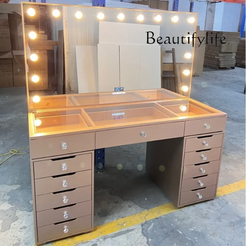 Dresser Makeup Mirror Light Mirror Rose Gold Makeup Light Luxury Mirror Cabinet Fashion Bedroom
Dresser Makeup Mirror Light Mirror Rose Gold Makeup Light Luxury Mirror Cabinet Fashion Bedroom