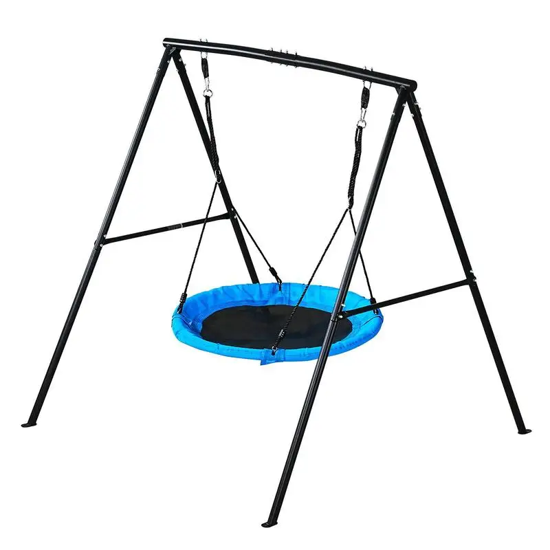 Swing Set for Backyard, 40 in Saucer Swing Seat with Heavy Duty A-Frame Metal Stand, 440 lbs Load Capacity, Reinforced with Spiral Ground Anchors, Swingset Outdoor for Kids, Black and Blue
Swing Set for Backyard, 40 in Saucer Swing Seat with Heavy Duty A-Frame Metal Stand, 440 lbs Load Capacity, Reinforced with Spiral Ground Anchors, Swingset Outdoor for Kids, Black and Blue