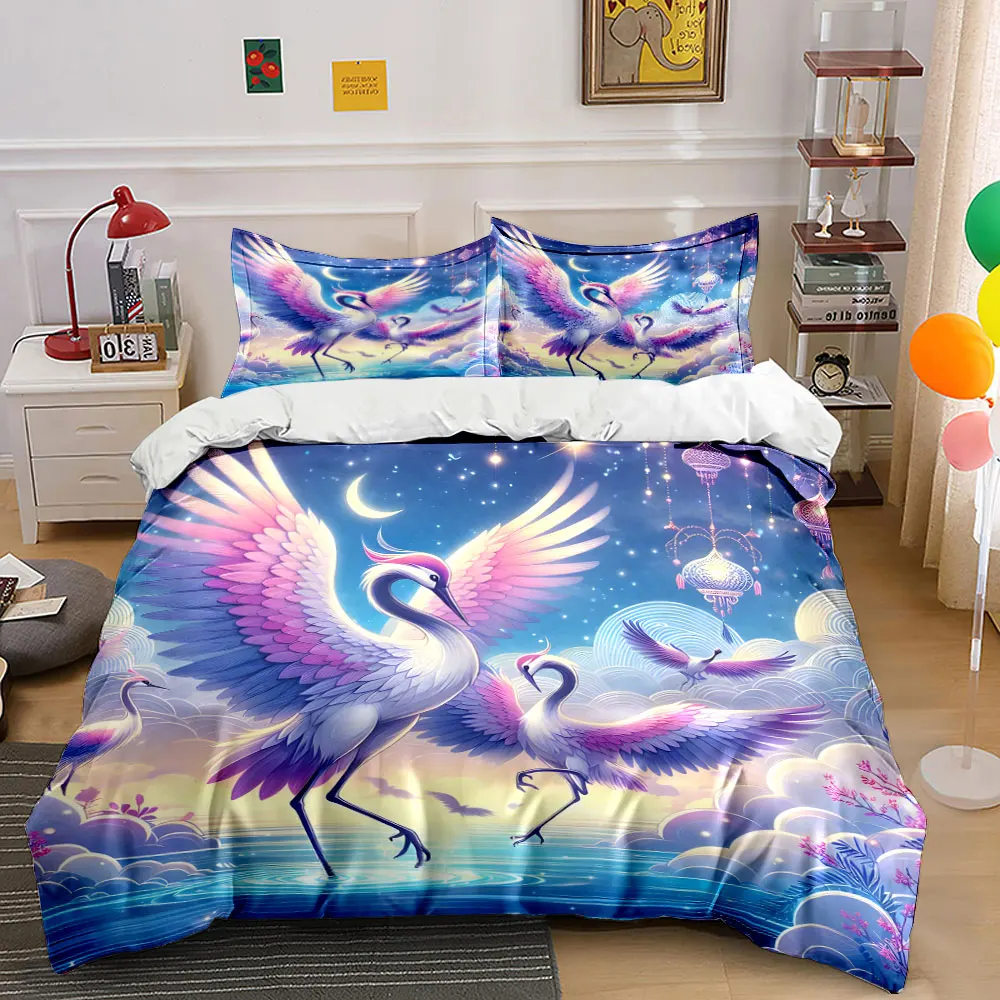 Dancing Cranes Under Dreamy Blue Moon Pattern Duvet Cover Set Digital Print Colorful Polyester Bedding with Zipper Closur
Dancing Cranes Under Dreamy Blue Moon Pattern Duvet Cover Set Digital Print Colorful Polyester Bedding with Zipper Closur