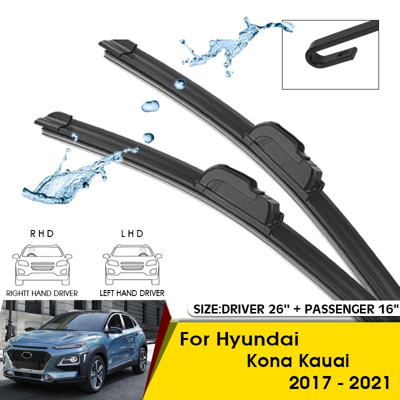 Car Wiper Blades For Hyundai Kona Kauai 2017-2021 Windshield Windscreen Front Window Blades 26"+16" Car Accessories
Car Wiper Blades For Hyundai Kona Kauai 2017-2021 Windshield Windscreen Front Window Blades 26"+16" Car Accessories