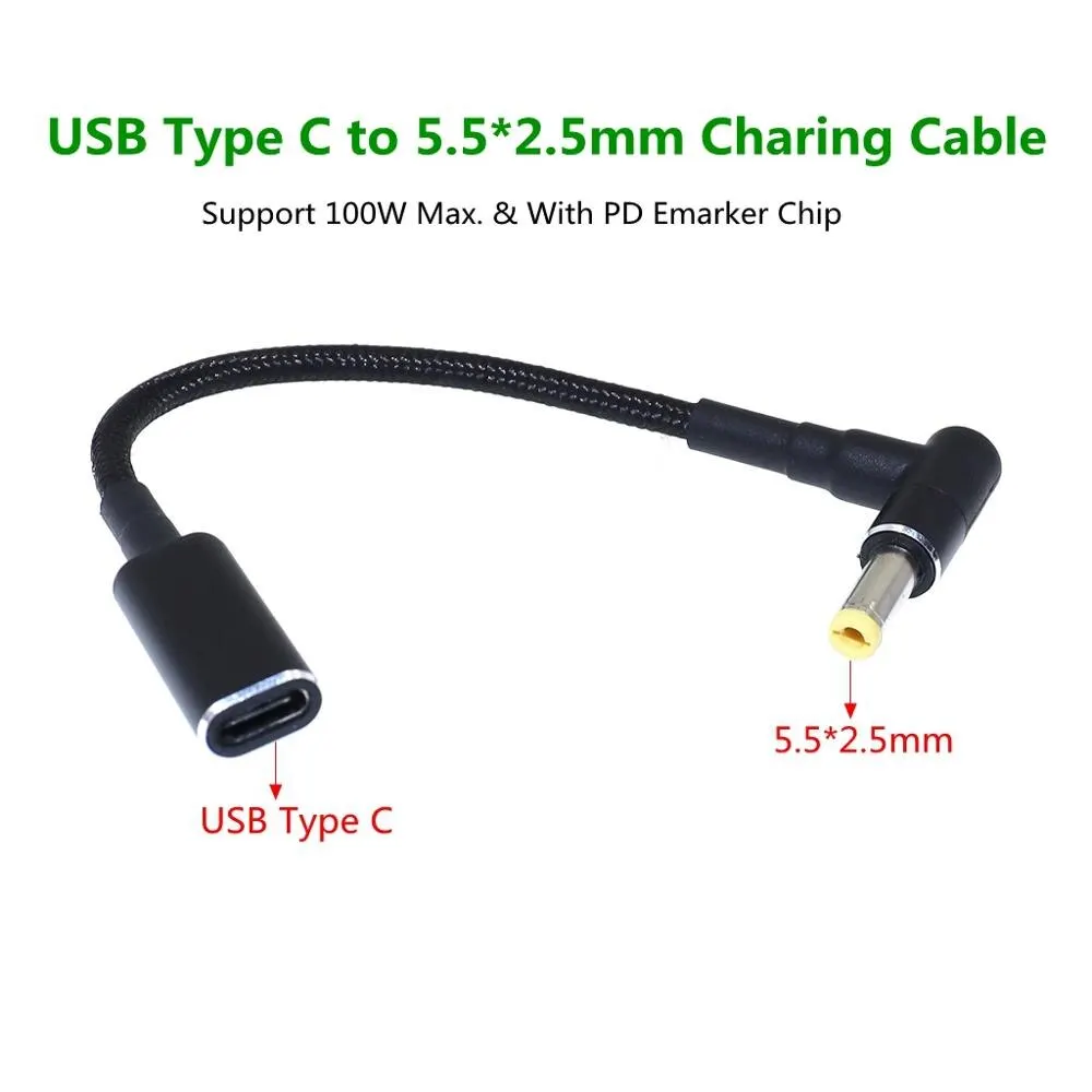 100W USB Type C Female to 5.5x2.5mm Plug Converter Laptop Power Adapter Connector USB C Fast Charging Cable for Laptop Charger
100W USB Type C Female to 5.5x2.5mm Plug Converter Laptop Power Adapter Connector USB C Fast Charging Cable for Laptop Charger