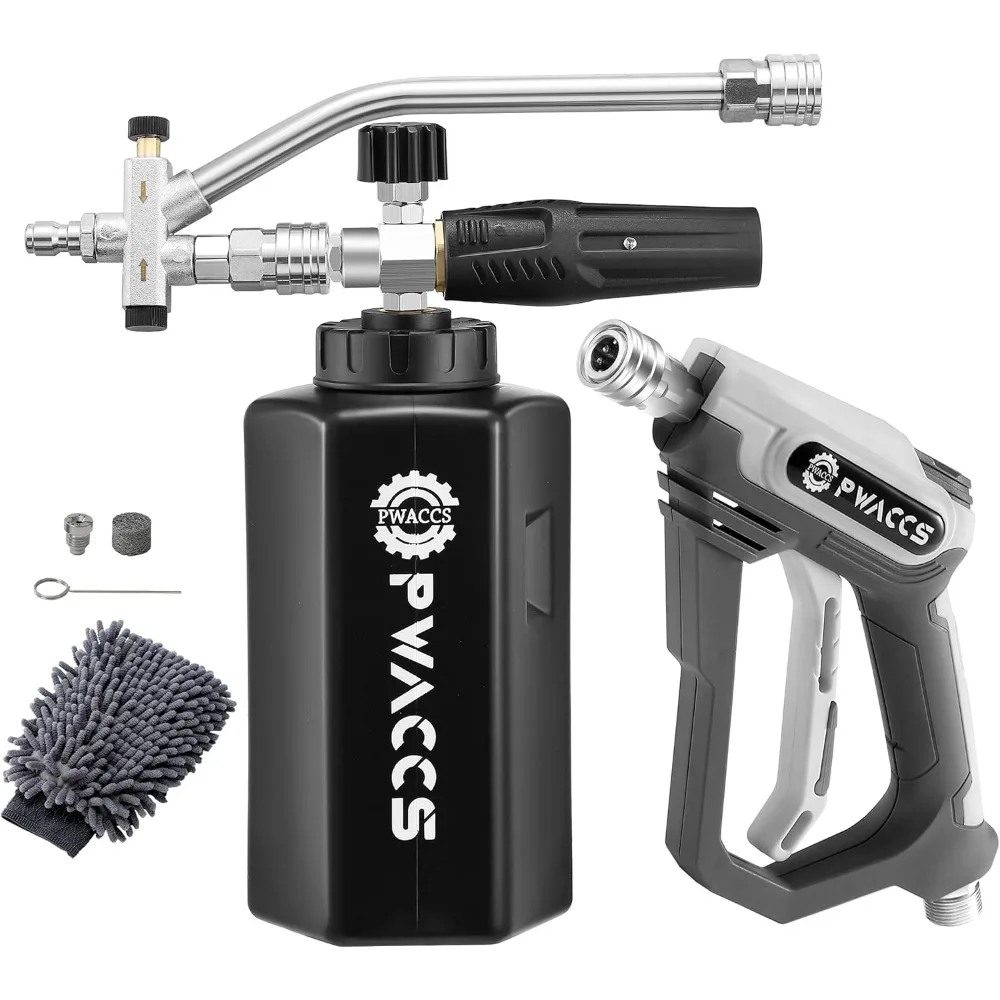 PWACCS Pressure Washer Foam Gun with Dual Connector Accessory, Short Power Washer Gun Foam Cannon and Double Tip Attachment Car
PWACCS Pressure Washer Foam Gun with Dual Connector Accessory, Short Power Washer Gun Foam Cannon and Double Tip Attachment Car