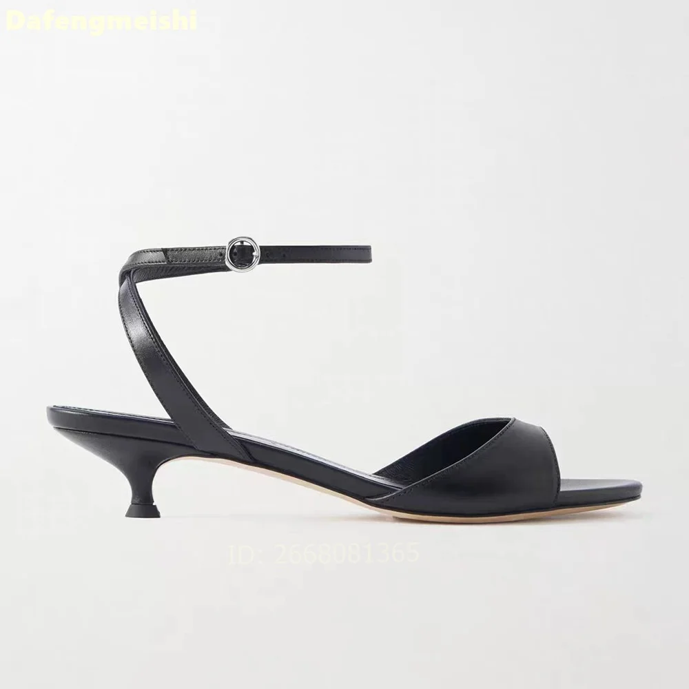 Women Black Leather Kitten Heel Ankle Strap Open Toe Sandals Minimalist Square Toe for Casual Office Party Summer Size 36-43
Women Black Leather Kitten Heel Ankle Strap Open Toe Sandals Minimalist Square Toe for Casual Office Party Summer Size 36-43
