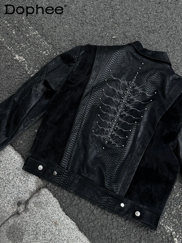 American High Street Design Heavy Rivet Embroidery Short Jacket Fashion Trend Loose Casual Turn-Down Collar Coat for Men
American High Street Design Heavy Rivet Embroidery Short Jacket Fashion Trend Loose Casual Turn-Down Collar Coat for Men