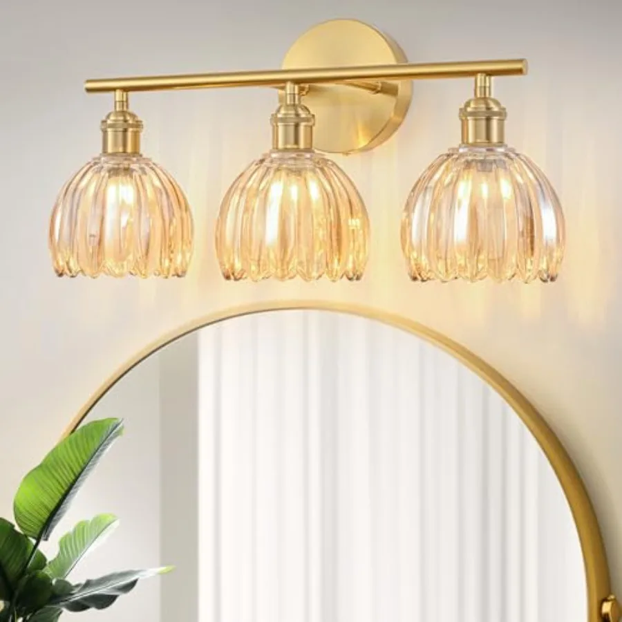 Gold Bathroom Light Fixtures Over Mirror 3 Light Bathroom Vanity Light Fixture with Tulip Amber Glass Lampshade Vintage Vanity
Gold Bathroom Light Fixtures Over Mirror 3 Light Bathroom Vanity Light Fixture with Tulip Amber Glass Lampshade Vintage Vanity