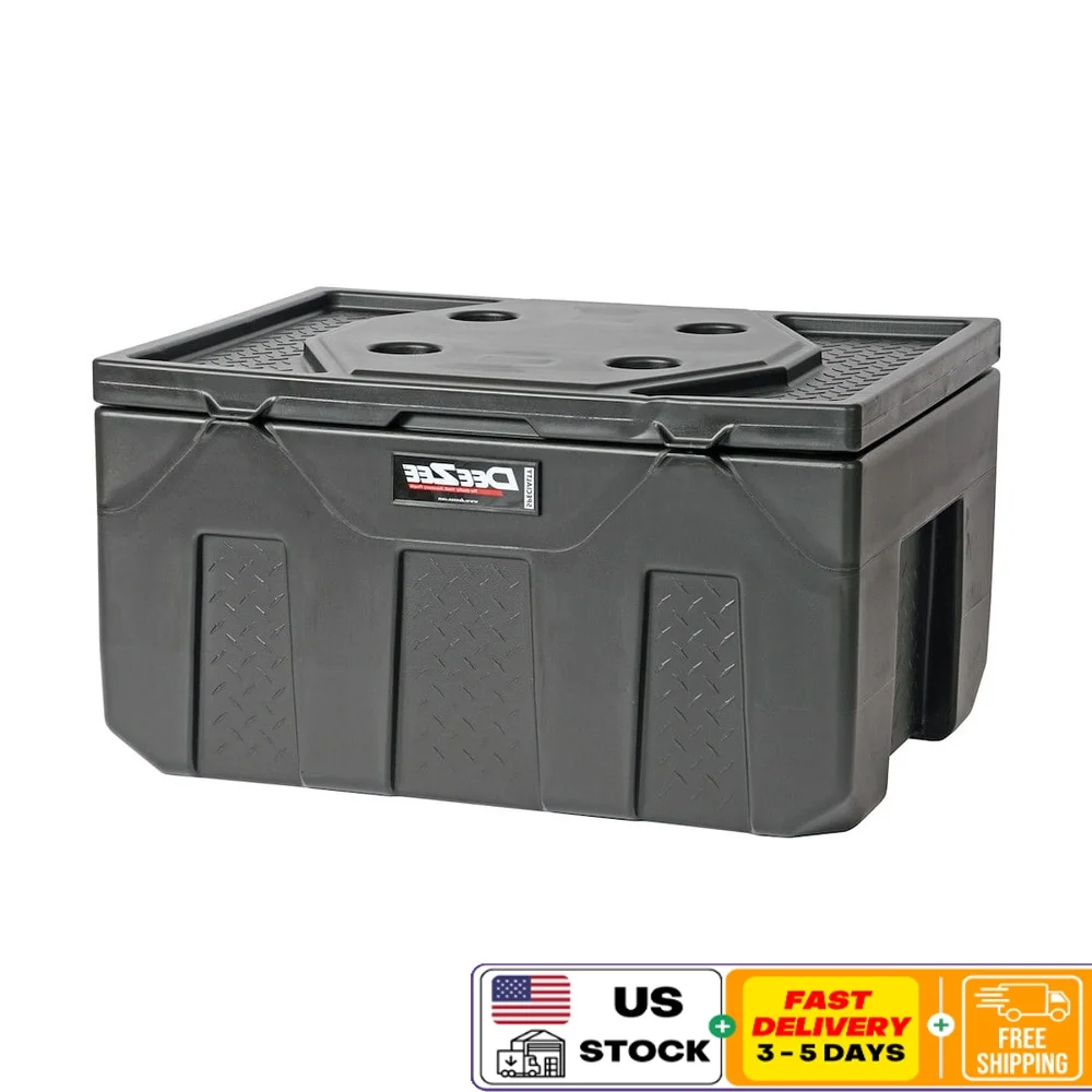 Plastic Utility Chest Tool Box with Double Walled Lid Locking Tabs Cup Holders Adjustable Storage Rigid Frame 39 Inch Length
Plastic Utility Chest Tool Box with Double Walled Lid Locking Tabs Cup Holders Adjustable Storage Rigid Frame 39 Inch Length