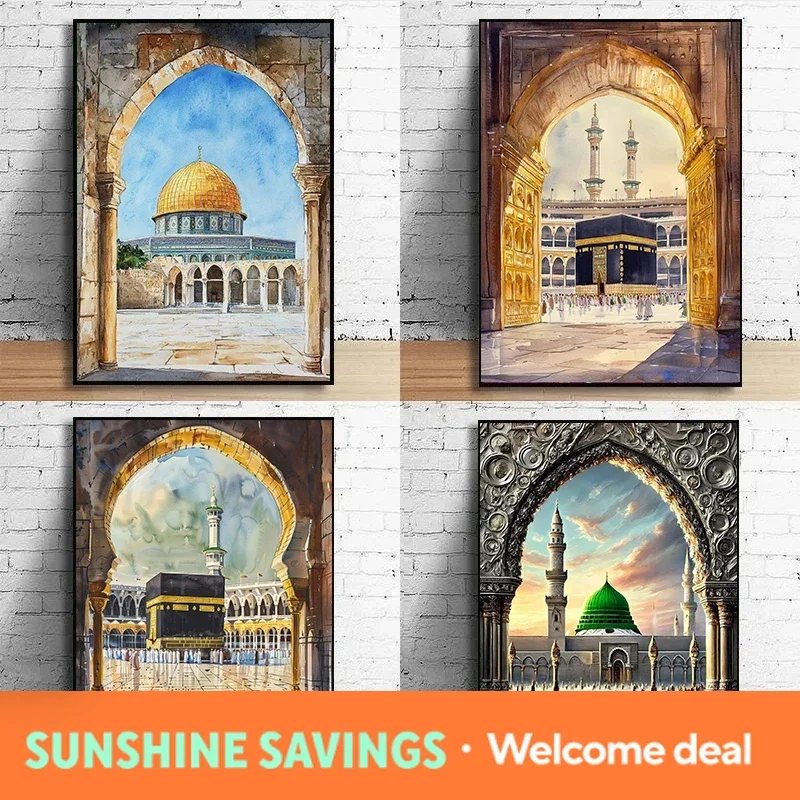 Al-Aqsa Mosque Kaaba Islamic Diamond Poster Watercolors Decorative Painting Modern Pictures Living Room Home Decor Cuadros
Al-Aqsa Mosque Kaaba Islamic Diamond Poster Watercolors Decorative Painting Modern Pictures Living Room Home Decor Cuadros