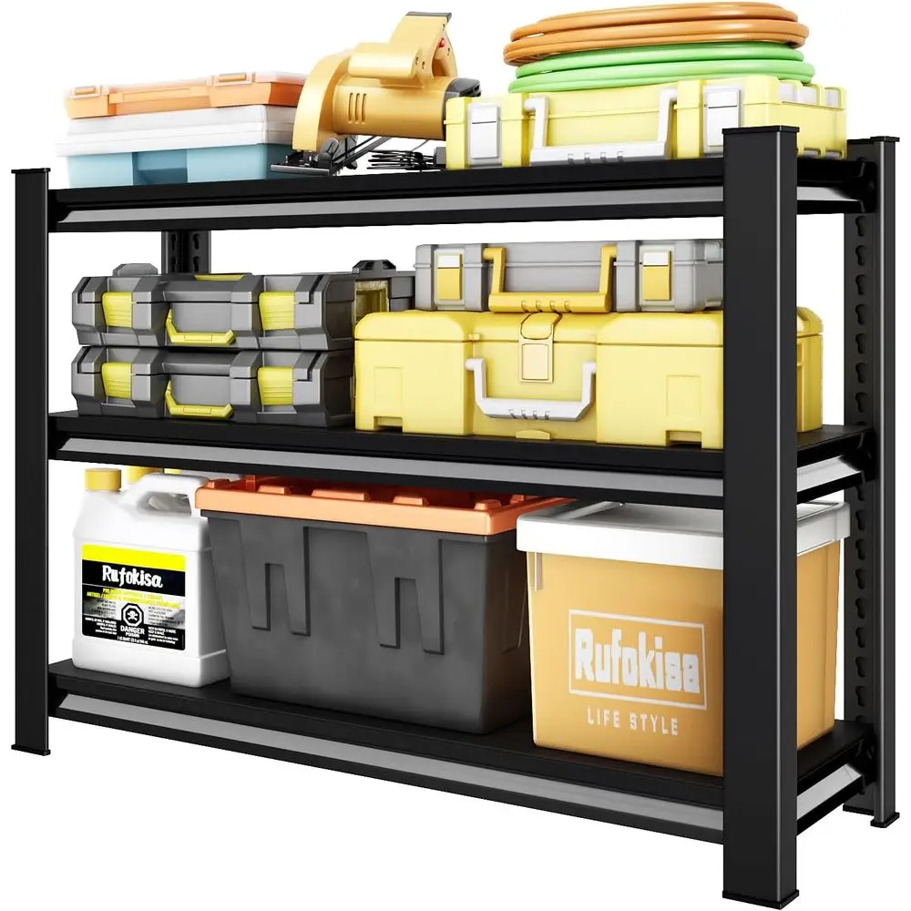 40 Heavy-Duty Adjustable 3-Tier Garage Shelving, 1500 lbs Capacity, Black
40 Heavy-Duty Adjustable 3-Tier Garage Shelving, 1500 lbs Capacity, Black