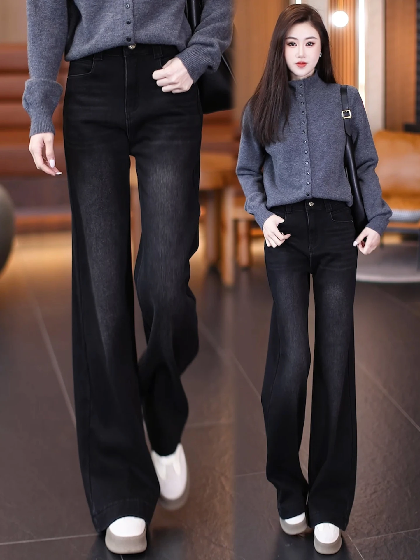 High Waist Flared Jeans Women's Fleece Lined Straight Leg Denim Pants Vintage Style Casual Trousers for Spring Autumn Winter
High Waist Flared Jeans Women's Fleece Lined Straight Leg Denim Pants Vintage Style Casual Trousers for Spring Autumn Winter