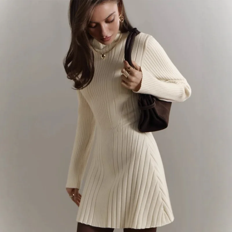 Women Autumn Winter Knitted Dress Lady Casual Long Sleeve Half High Collar Mini Dress Versatile Black Dress Woman Youth Dresses
Women Autumn Winter Knitted Dress Lady Casual Long Sleeve Half High Collar Mini Dress Versatile Black Dress Woman Youth Dresses