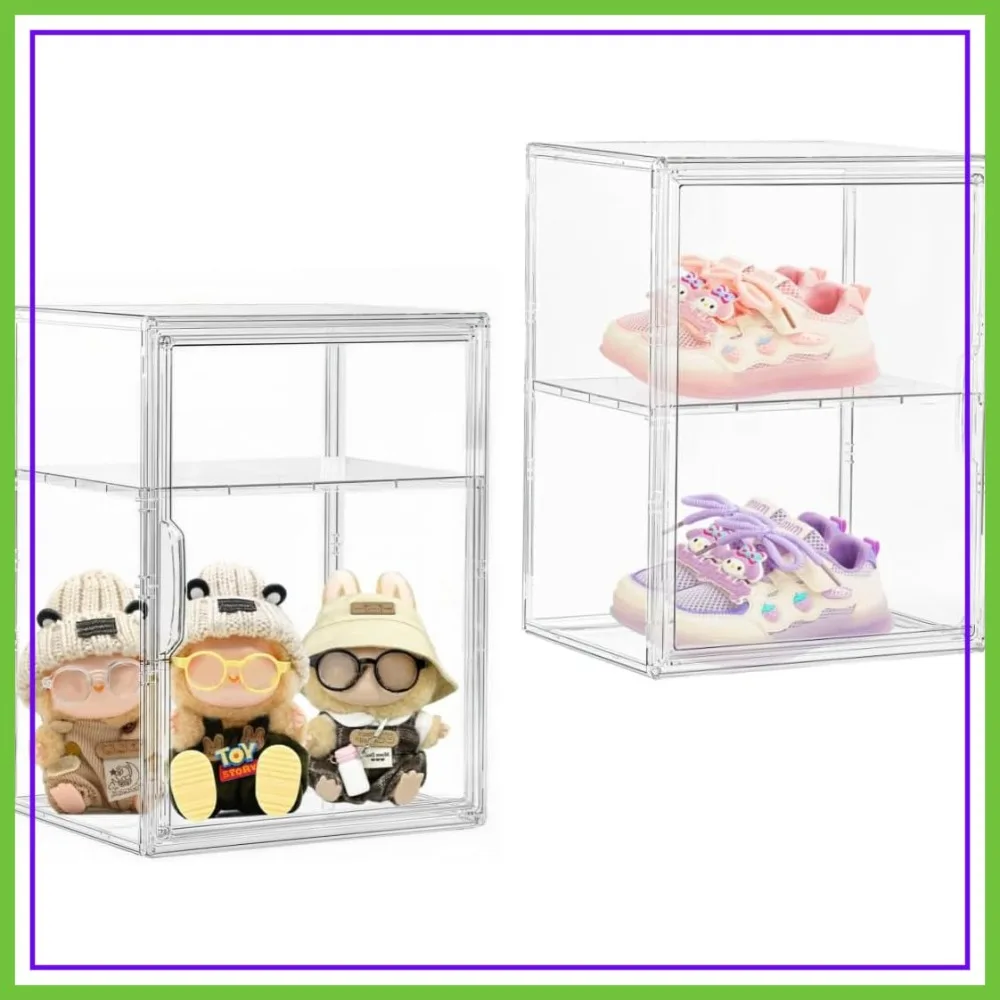 2 Pack Clear Acrylic Shoe Boxes with Adjustable Divider, Stackable Storage with Magnetic Door
2 Pack Clear Acrylic Shoe Boxes with Adjustable Divider, Stackable Storage with Magnetic Door