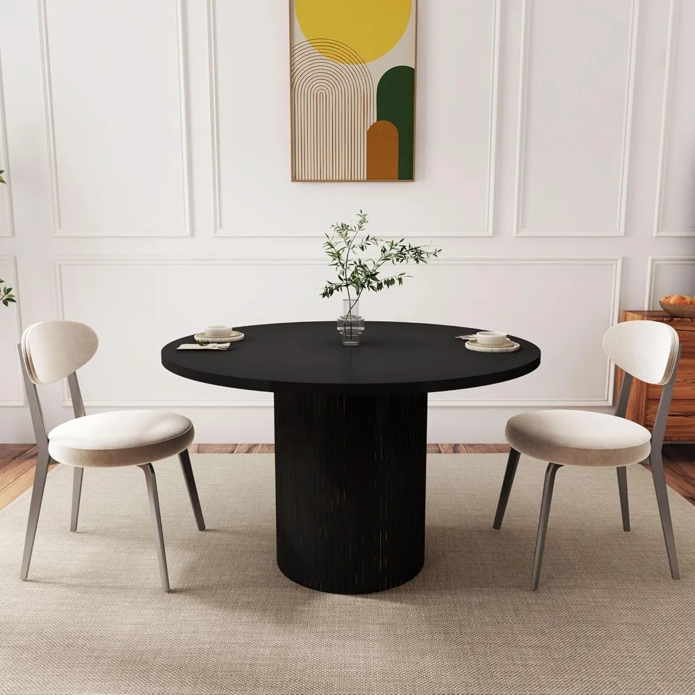 47 Inch Round Dining Table, Farmhouse Fluted Dining Kitchen Table, Modern Wood Small Circle Dining Table for Kitchen Living Room
47 Inch Round Dining Table, Farmhouse Fluted Dining Kitchen Table, Modern Wood Small Circle Dining Table for Kitchen Living Room