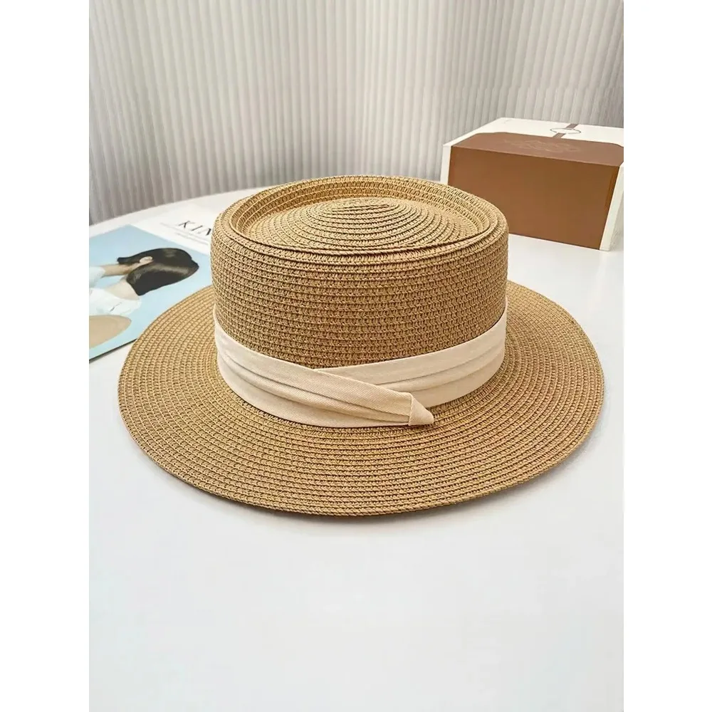 1pc Women's Wide Brim Sun Hat, Black Ribbon Fashion Straw Hat For Beach,Summer
1pc Women's Wide Brim Sun Hat, Black Ribbon Fashion Straw Hat For Beach,Summer