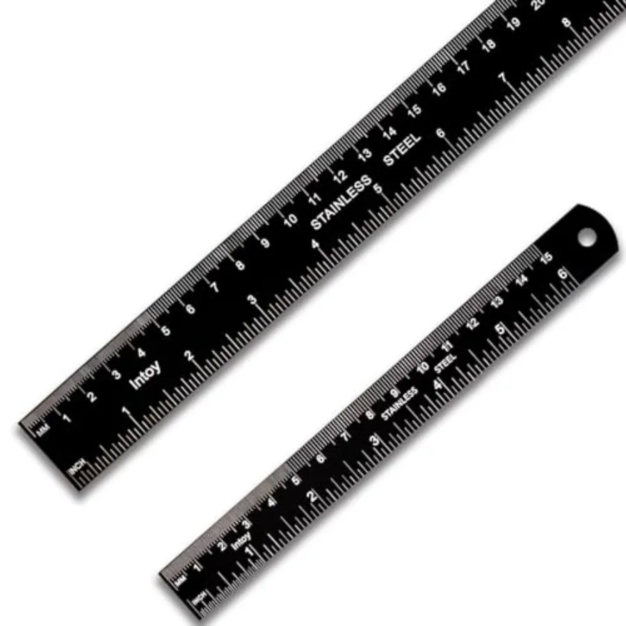 Metal Ruler Kit 12 Inch and 6 Inch, Stainless Steel Rulers with Centimeters, Millimeters, Inches and Conversion Table for Offic