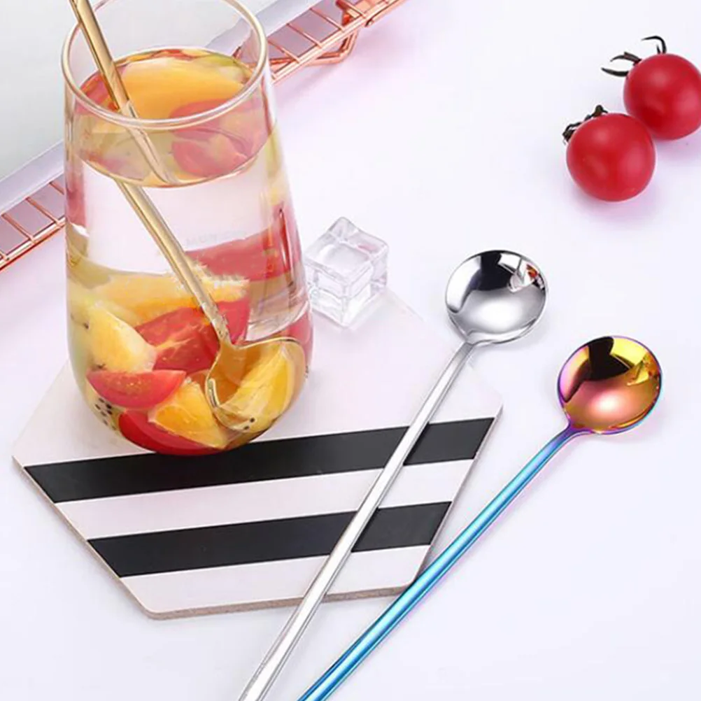 5 pcs Stainless Steel Ice Spoon Long Handle Round Spoon For Dessert Coffee Cake Mixing Kitchen Bar Tool Gift Set
5 pcs Stainless Steel Ice Spoon Long Handle Round Spoon For Dessert Coffee Cake Mixing Kitchen Bar Tool Gift Set