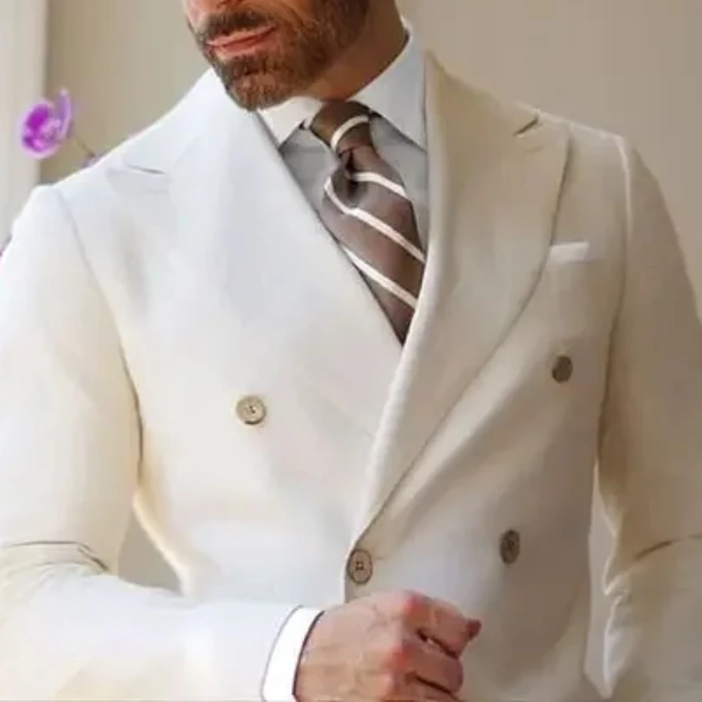 White Double Breasted Men Suit Business Jacket Slim Fit 2 Piece Casual Tuxedo Custom Groom Prom Blazer Masculino Traje De Hombre
White Double Breasted Men Suit Business Jacket Slim Fit 2 Piece Casual Tuxedo Custom Groom Prom Blazer Masculino Traje De Hombre