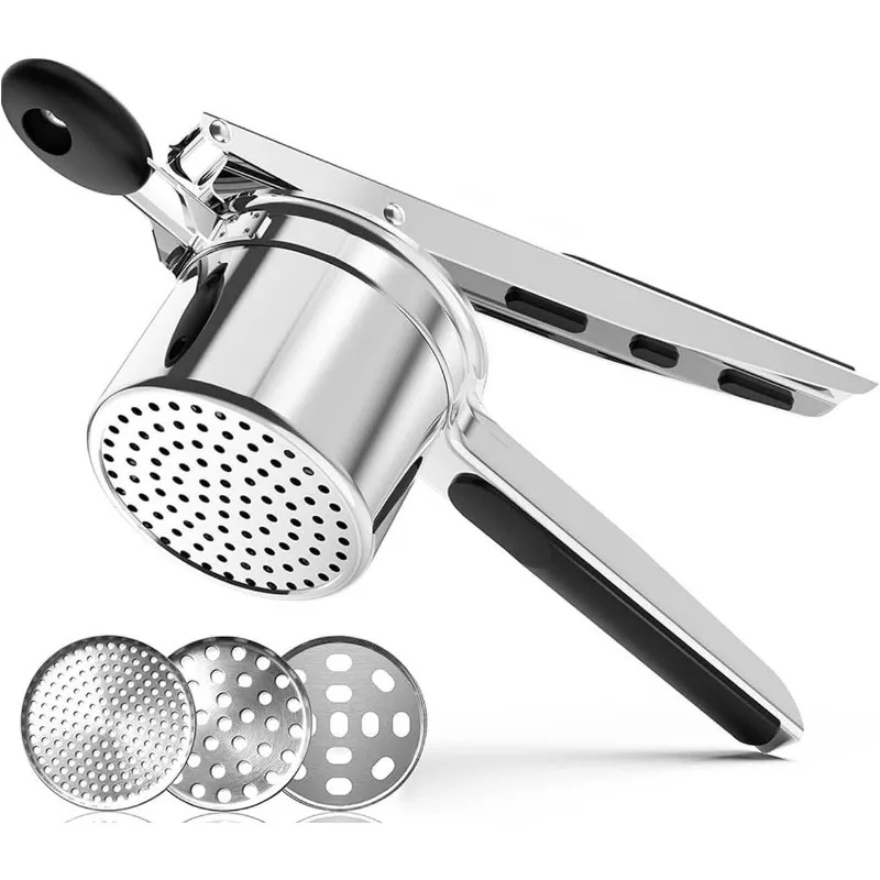 Stainless Steel Potato Masher and Ricer Kitchen Tool with 3 Interchangeable Discs Press Mash Kitchen Gadget For Mashed Potatoes
Stainless Steel Potato Masher and Ricer Kitchen Tool with 3 Interchangeable Discs Press Mash Kitchen Gadget For Mashed Potatoes