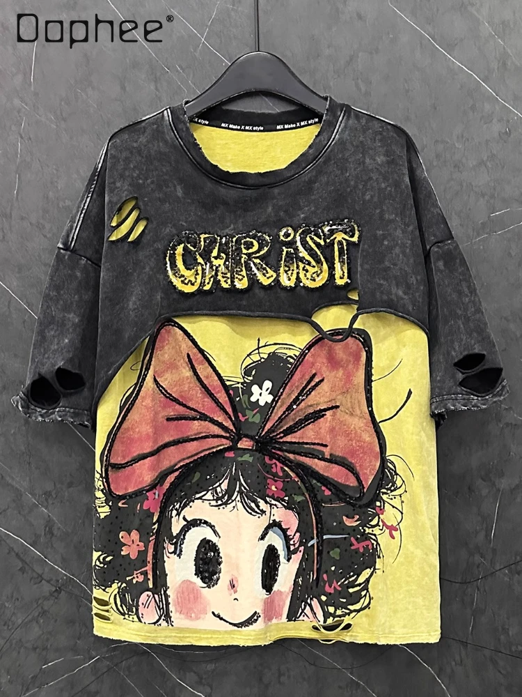 Spring New Heavy Industry Sticker Embroidery Earphones Little Girl Pattern Short-sleeved T-shirt Women's Loose Casual Retro Top
Spring New Heavy Industry Sticker Embroidery Earphones Little Girl Pattern Short-sleeved T-shirt Women's Loose Casual Retro Top
