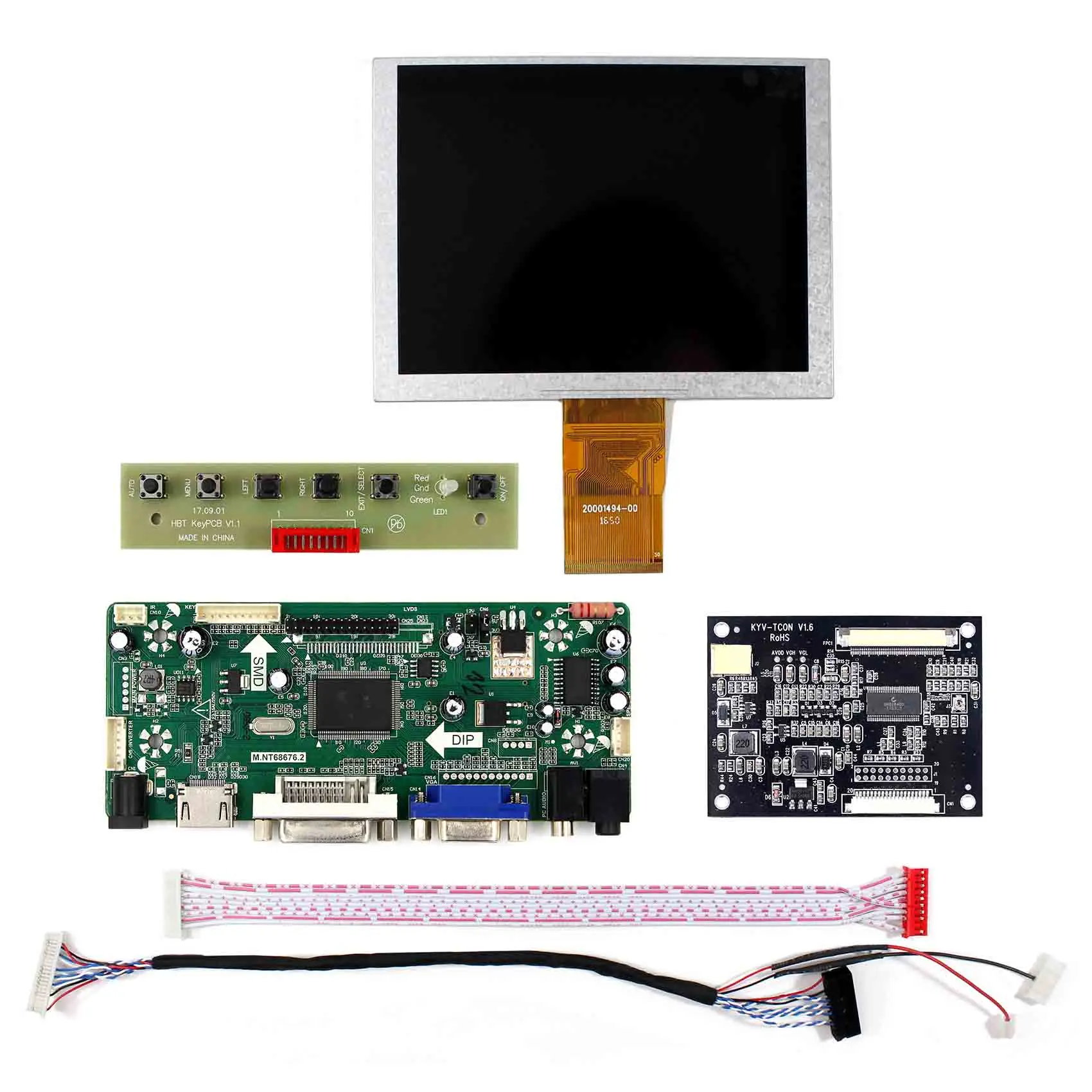 HD-MI DVI VGA Audio LCD Controller Board And 5inch ZJ050NA-08C 640x480 LCD Display
HD-MI DVI VGA Audio LCD Controller Board And 5inch ZJ050NA-08C 640x480 LCD Display