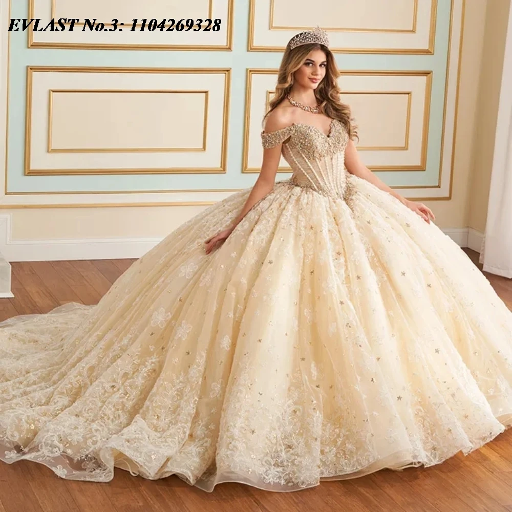 EVLAST Customized Yellow Quinceanera Dress Ball Gown 3D Floral Lace Applique Beaded Corset Sweet 16 Vestidos De 15 Anos E3Q101
EVLAST Customized Yellow Quinceanera Dress Ball Gown 3D Floral Lace Applique Beaded Corset Sweet 16 Vestidos De 15 Anos E3Q101