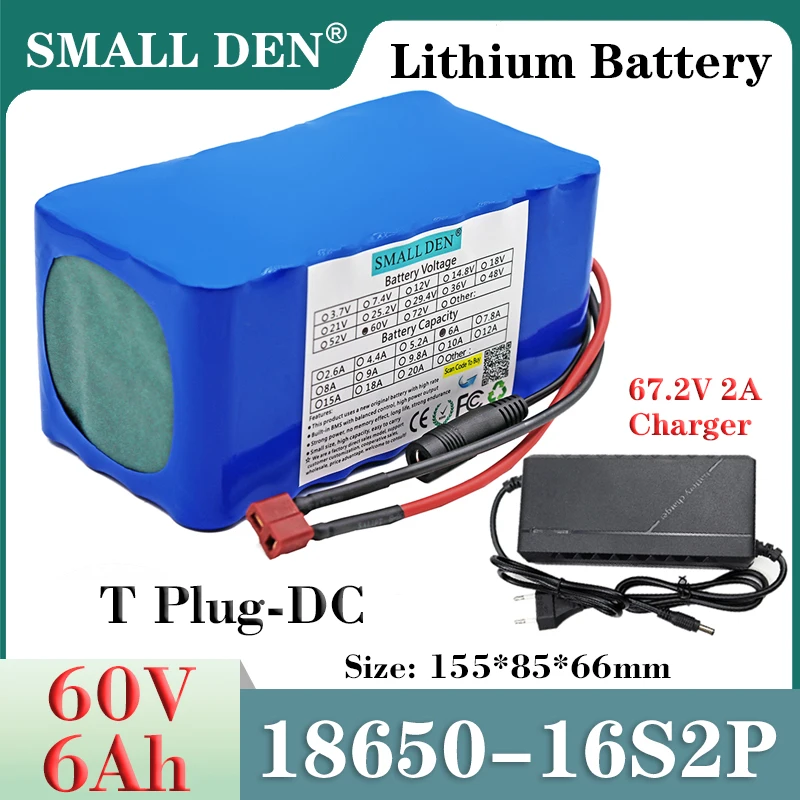 60V 6Ah 18650 lithium battery pack 16S2P 1200W High Powe With BMS For Electric motorcycle scooter spare cells +67.2V 2A Charger
60V 6Ah 18650 lithium battery pack 16S2P 1200W High Powe With BMS For Electric motorcycle scooter spare cells +67.2V 2A Charger