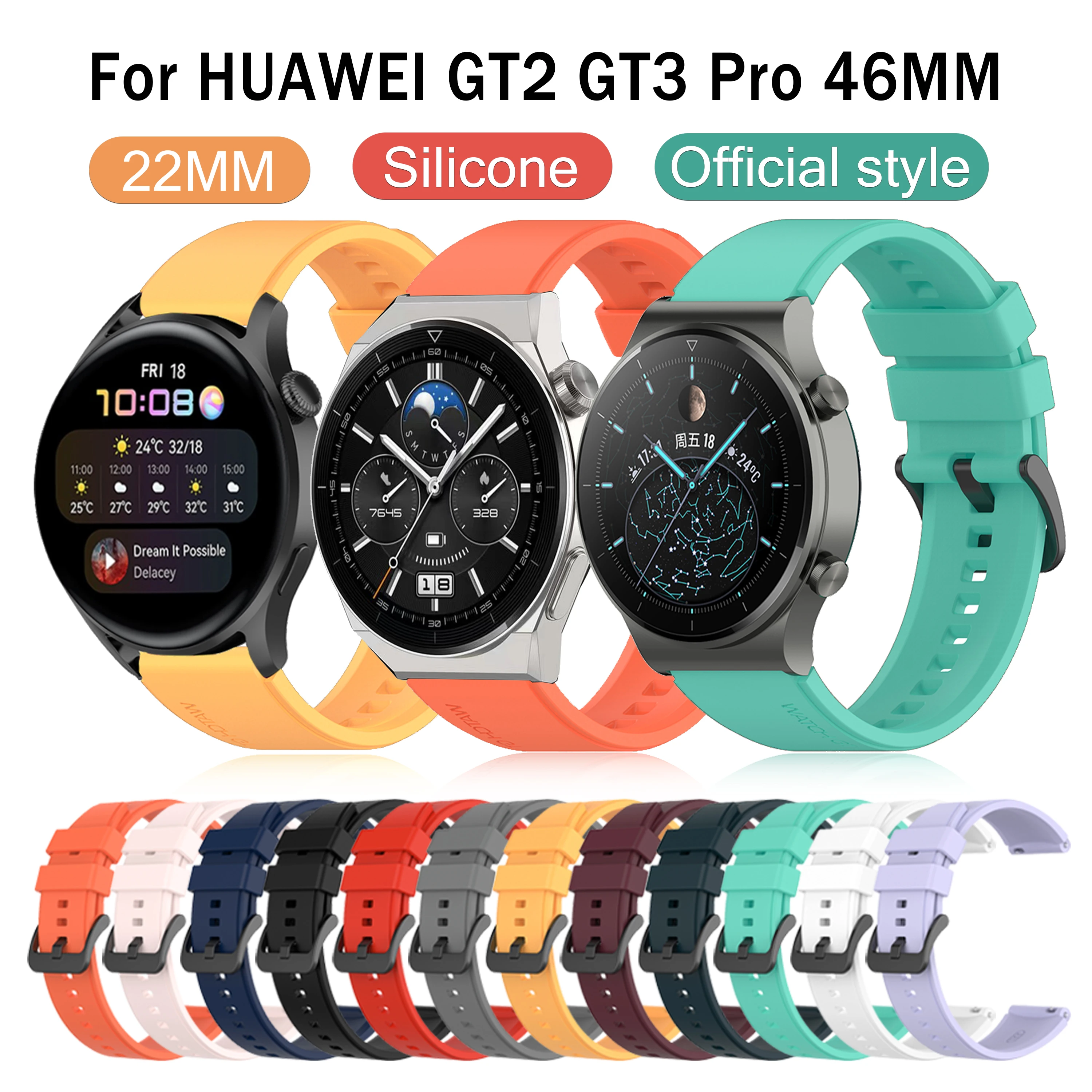 22mm Watch Strap for Huawei GT 2 Pro Smart watch Official band for Huawei GT Runner GT2 GT 3 Pro 46MM Silicone Bracelets Correa
22mm Watch Strap for Huawei GT 2 Pro Smart watch Official band for Huawei GT Runner GT2 GT 3 Pro 46MM Silicone Bracelets Correa