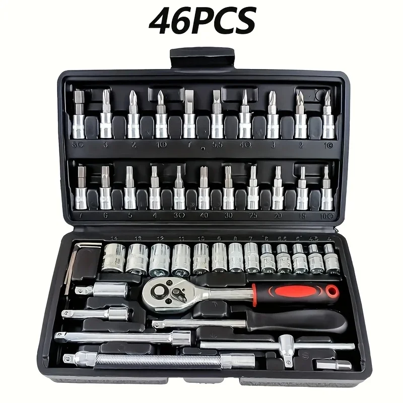 NEW Car Repair Tool Kit 46/53 Piece/Set Socket Set Car Repair Tool Ratchet Torque Wrench Combo Auto Repairing Tool Set
NEW Car Repair Tool Kit 46/53 Piece/Set Socket Set Car Repair Tool Ratchet Torque Wrench Combo Auto Repairing Tool Set