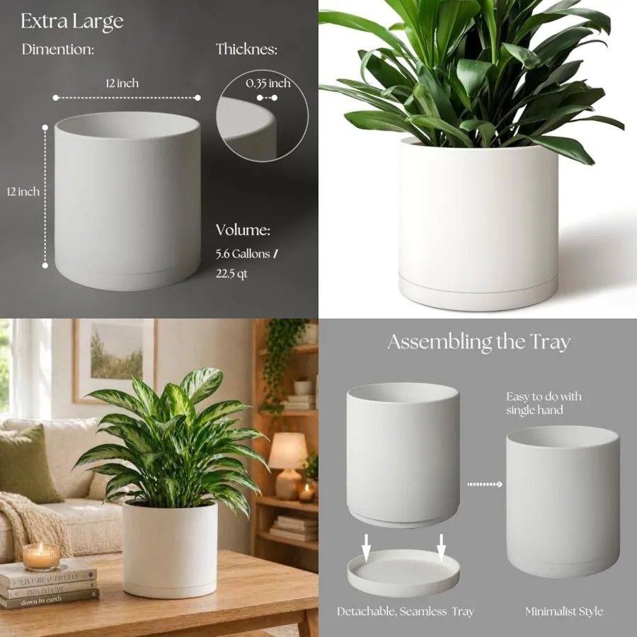 ch Round Cylder Plant Pot, Modern door/Outdoor Planter with Draage Hole, Saucer and Water Reservoir
ch Round Cylder Plant Pot, Modern door/Outdoor Planter with Draage Hole, Saucer and Water Reservoir