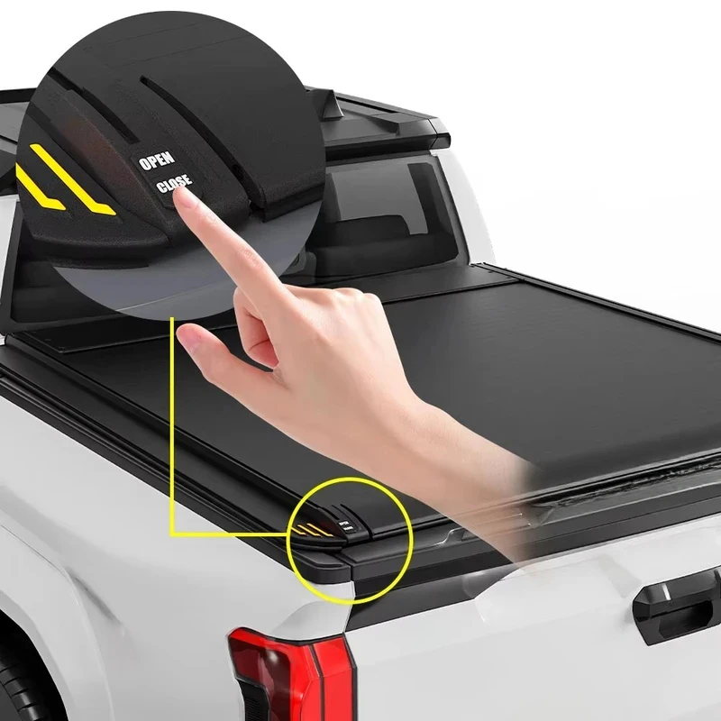 High-Strength Electric Aluminum Alloy Retractable Tonneau Cover for Taco Pickup Truck Bed Roller Shutter Design
High-Strength Electric Aluminum Alloy Retractable Tonneau Cover for Taco Pickup Truck Bed Roller Shutter Design