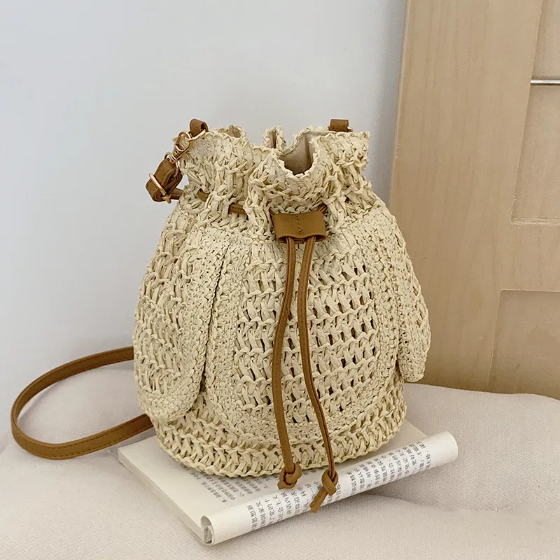 Summer Drawstring Bucket Bags for Women Woven Shoulder Bag NEW Bohemian Straw Women Bag NEW Handbag Vacation Knitting Beach Bags
Summer Drawstring Bucket Bags for Women Woven Shoulder Bag NEW Bohemian Straw Women Bag NEW Handbag Vacation Knitting Beach Bags