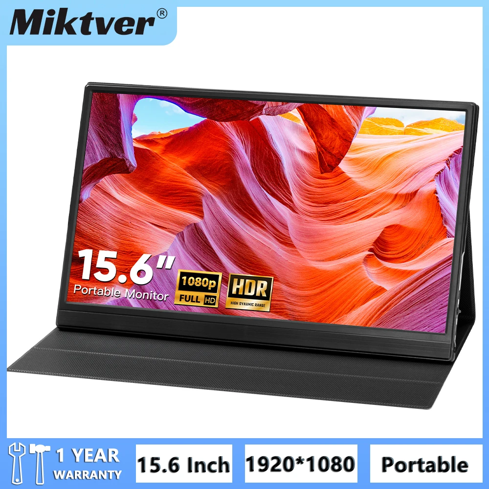Miktver Portable Monitor 60Hz 15.6 FHD 1920x1080 IPS Gaming Display Dual-speaker HDMI & Type-C External Monitor for Laptop Phone
Miktver Portable Monitor 60Hz 15.6 FHD 1920x1080 IPS Gaming Display Dual-speaker HDMI & Type-C External Monitor for Laptop Phone