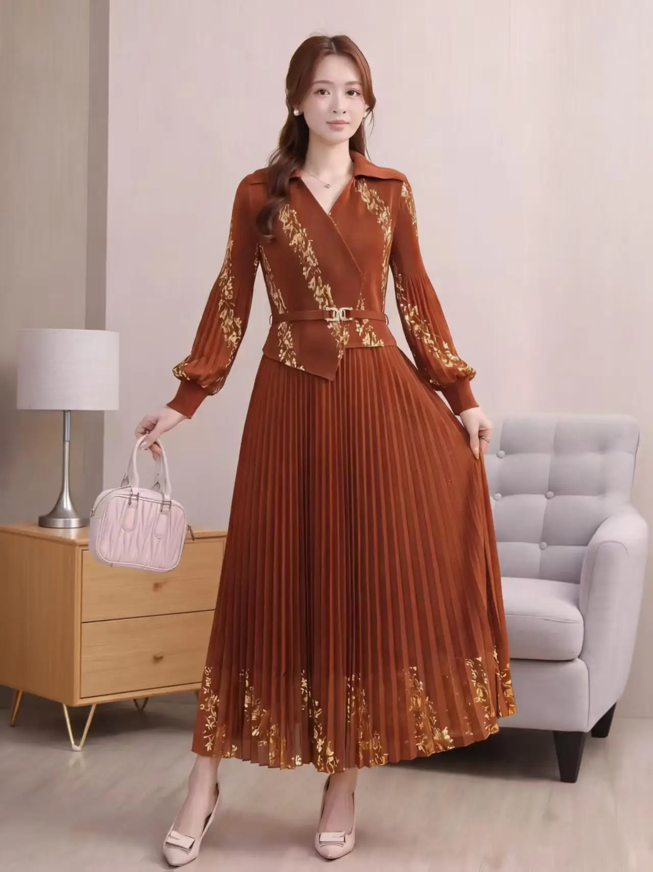 Miyake 2026 Summer New Suit Collar Pleated Dress High Waist Temperament Pleated Fake Two-piece Long Dress
Miyake 2026 Summer New Suit Collar Pleated Dress High Waist Temperament Pleated Fake Two-piece Long Dress