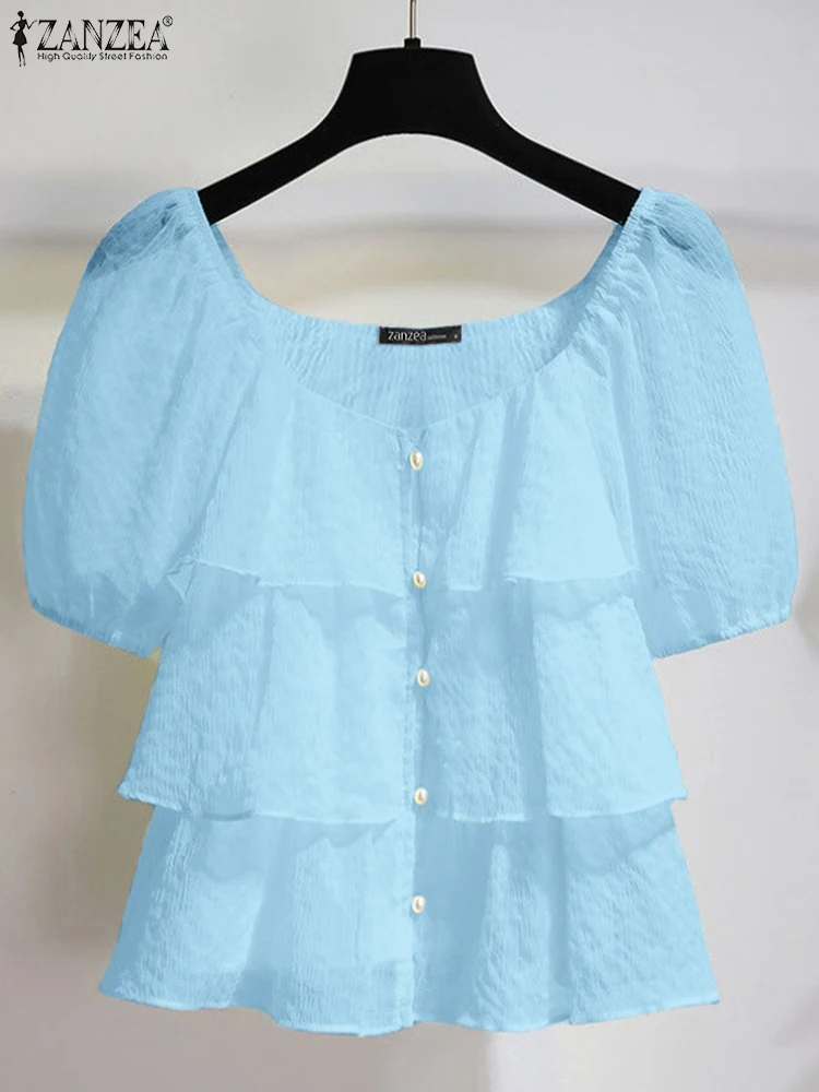 ZANZEA Blusas с рюшами, женские топы, рубашки с короткими рукавами-фонариками, лето 2022, повседневная однотонная туника с квадратным воротником, тонкая пляжная блузка
ZANZEA Blusas с рюшами, женские топы, рубашки с короткими рукавами-фонариками, лето 2022, повседневная однотонная туника с квадратным воротником, тонкая пляжная блузка